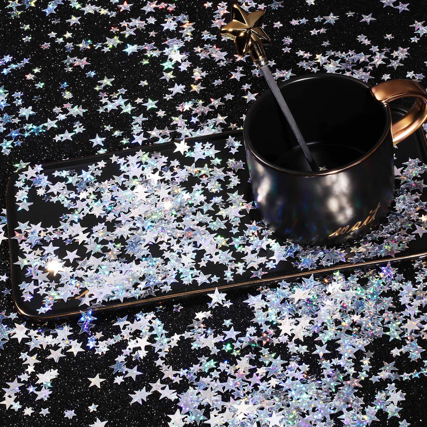 HESTYA 60g Star Confetti Glitter Star Table Confetti Metallic Foil Stars for Party Wedding Festival Decorations (Glitter Silver,