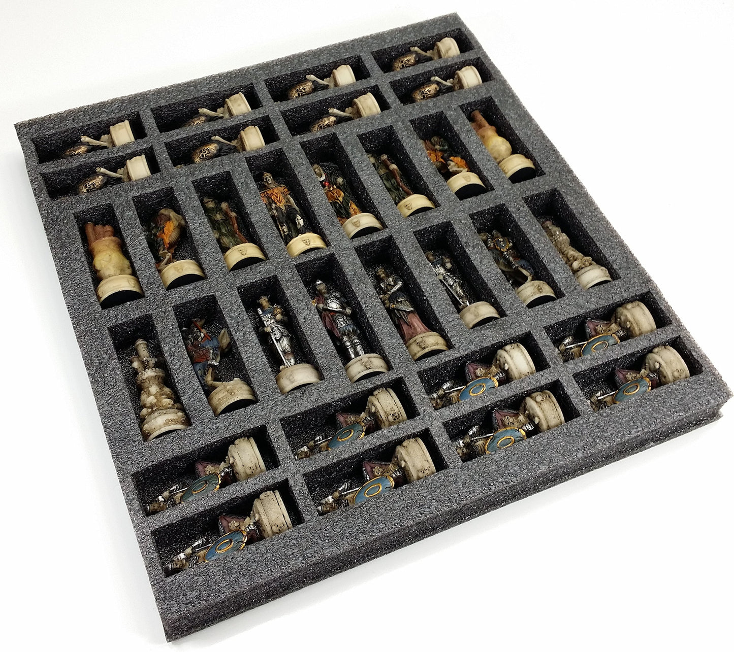 Skeleton Slayer Gothic Skull Chess Set W/High Gloss Dark Walnut & Birdseye Maple Color Board