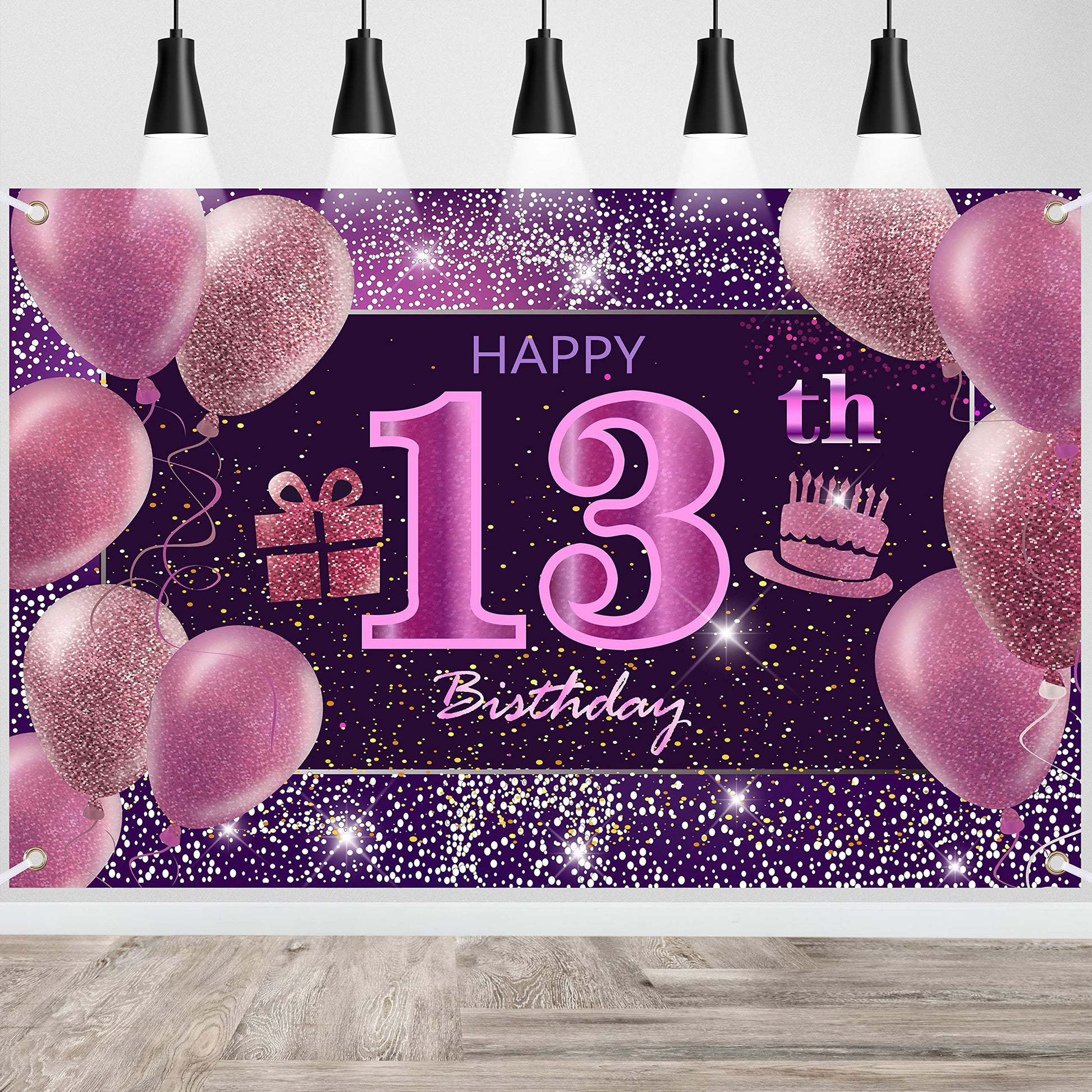 13Th Birthday Decorations For Girls Happy Birthday Banner Pink Decorations For A Party Birthday Backdrop For Women