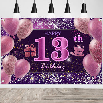 13Th Birthday Decorations For Girls Happy Birthday Banner Pink Decorations For A Party Birthday Backdrop For Women