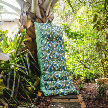 Big Joe Kona No Inflation Needed Pool Lounger With Headrest, Tropical Palm Green Double Sided Mesh, Quick Draining Fabric, 5.5 Feet Big