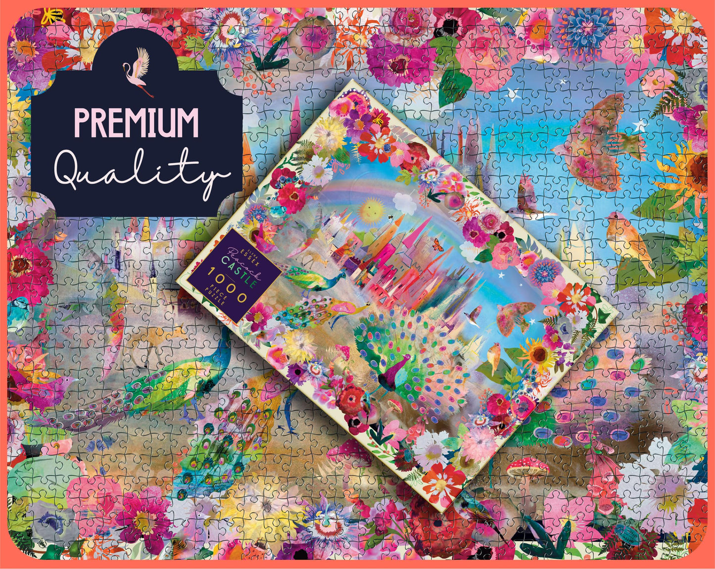 Elena Essex Jigsaw Puzzles 1000 Pieces - Peacock Castle  Puzzles for mature-themeds 1000 Pieces  1000 Piece Puzzle  Colorful Cool Dream Art Magical Puzzle  Size 28x20 inches