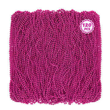 120PCS Mardi Gras Beads, 33 IN Bead Necklace, Rosered Mardi Gras Accessories, Party Costume Beads Parade Throws Bulk for Christm