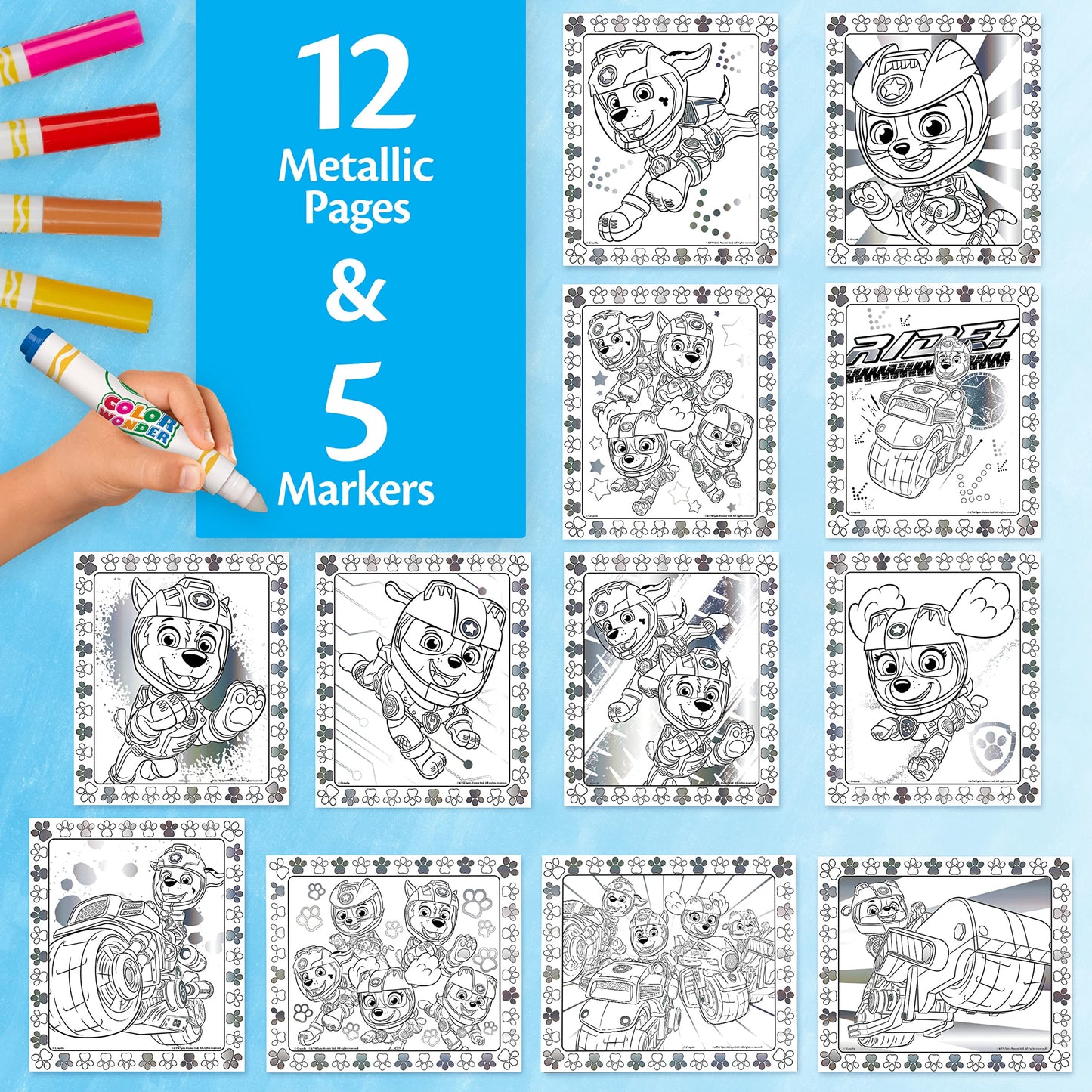 Crayola Paw Patrol Color Wonder Metallic Mess Free Coloring Set, Gift for Kids, 3, 4, 5, 6