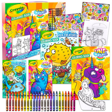 Crayola Coloring Books for Kids Toddlers Crayola Learning Set Bundle - 13 Pc Animal Coloring Activity Books with Crayola Crayons