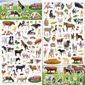 Linaye 24 Sheets Farm Stickers For Kids, 1270 Pcs Farm Animal Stickers For Scrapbooking,Water Bottles,Envelopes,Laptop, Cow Hors
