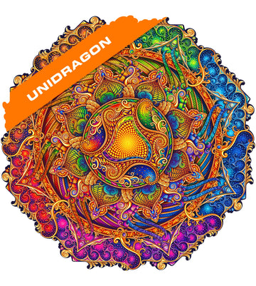 Unidragon Original Wooden Jigsaw Puzzles - Mandala Inexhaustible Abundance, 200 Pcs, Medium 9.8'X9.8', Beautiful Gift Package, Unique Shape Best Gift For Adults And Kids