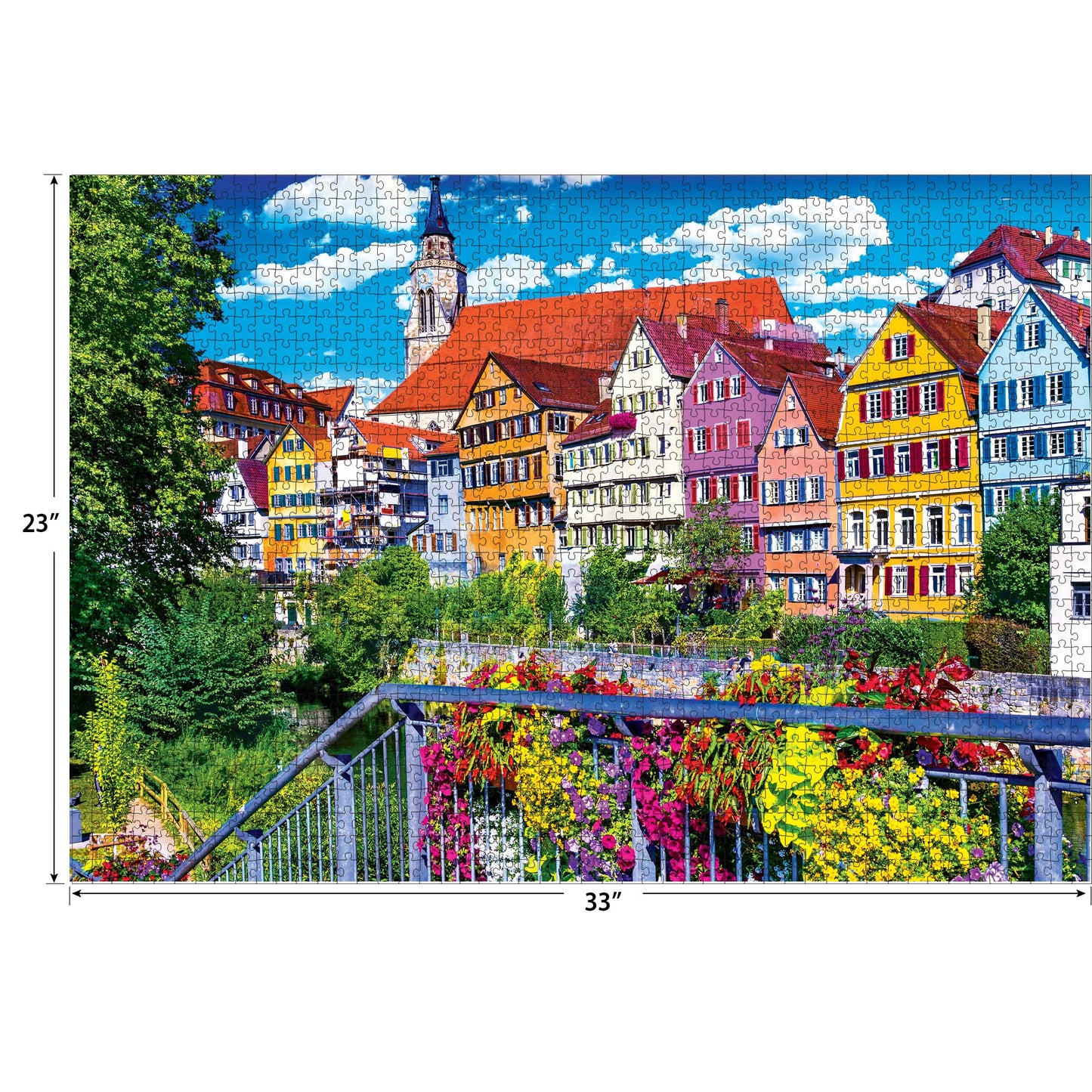 KODAK PREMIUM PUZZLES 1500 Piece Jigsaw Puzzle - Floral Colorful Town, Tubingen Germany, Multi-colored, Cardboard