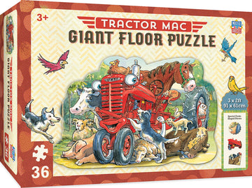 Masterpieces Floor Puzzle - Jumbo Size 36 Piece Jigsaw Puzzle For Kids - Tractor Mac Farm Shaped Puzzle - 3Ftx2Ft