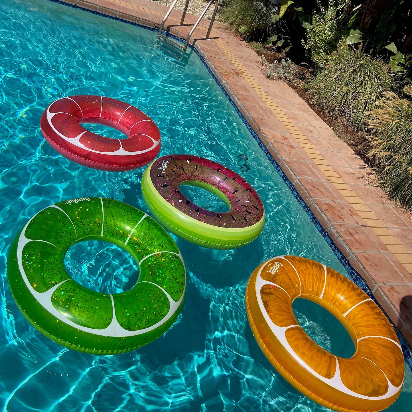CocoNut Float Juicy Watermelon Glitter Pool Float - Inflatable Ring Float - Durable Long Lasting 3.5 Foot Lounge Tube and Water