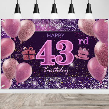 43Rd Birthday Decorations For Girls Imisi Happy Birthday Banner Pink Decorations For A Party Birthday Backdrop For Women