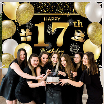 17Th Happy Birthday Banner Birthday Decorations For Men Birthday Party Decorations Birthday Backdrop