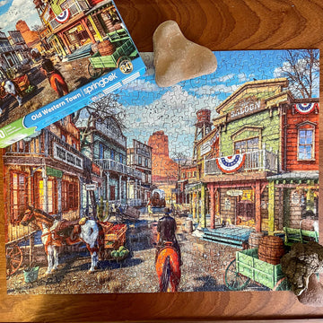 Springbok'S 500 Piece Jigsaw Puzzle Old Western Town - Made In Usa