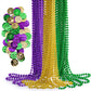 Joyin 156 Pcs Mardi Gras Set Include 36 Pcs Mardi Gras Beads Necklace And 120 Plastic Coins, Purple Gold Green Necklace Coins Fo