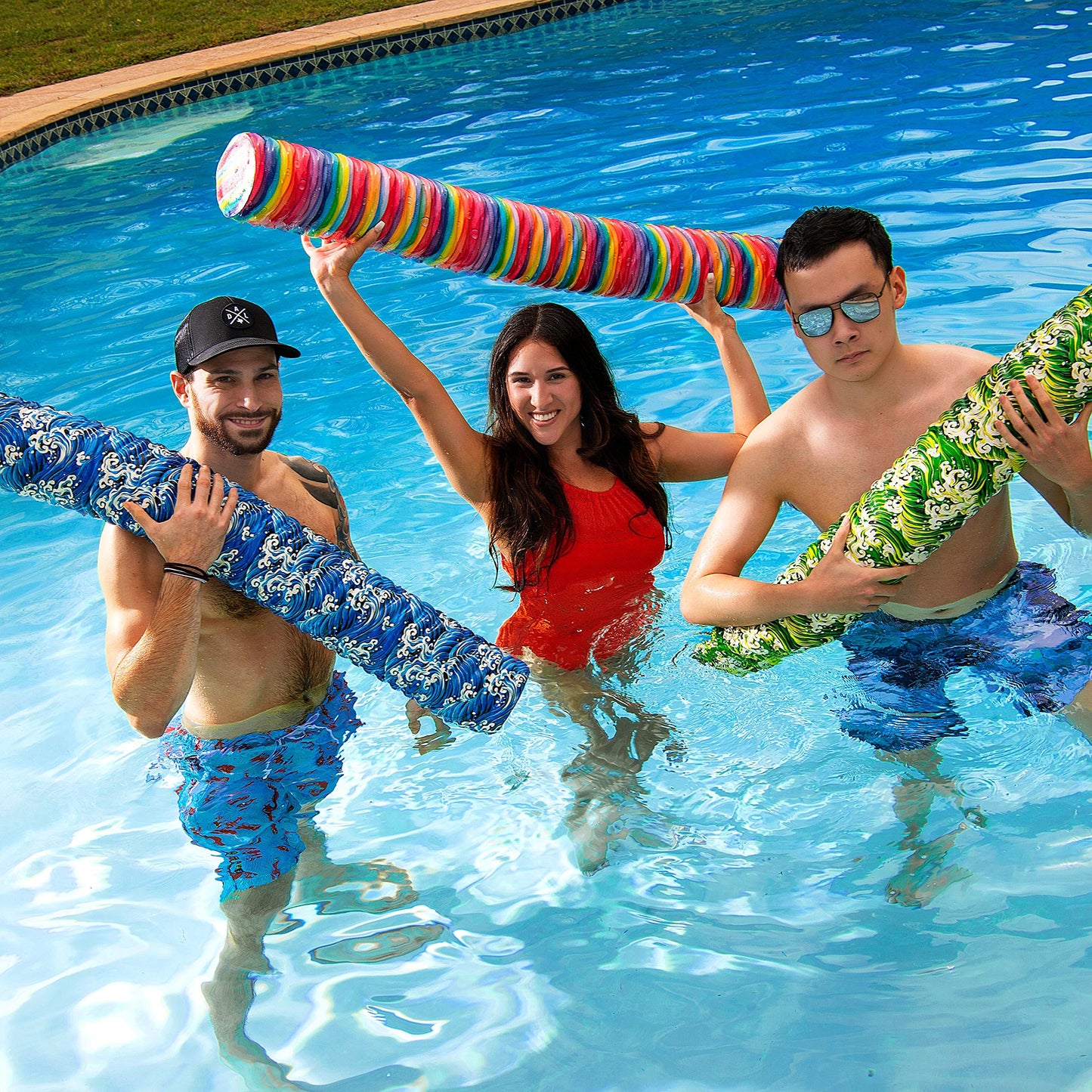 IMMERSA Jumbo Swimming Pool Noodles  enhanced Soft Foam Noodles for Swimming and Floating  Lake Floats  Pool Floats for mature-themeds and Kids.(Blue Spoondrift)