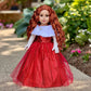 Lady In Red - 3 Piece 18 Inch Doll Outfit - Red Gown, Gloves And Cape - (Doll Not Included)