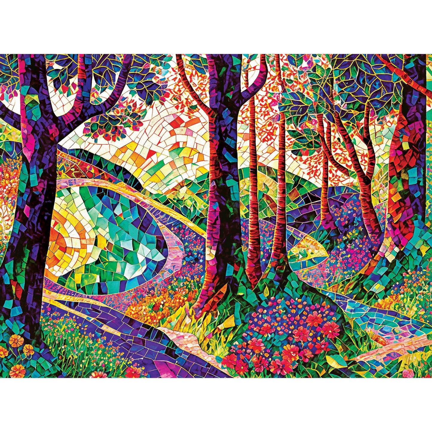 RoseArt - Stained Glass - The Long and Winding Road - 300 mature-themed Piece Jigsaw Puzzle for mature-themeds