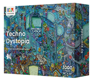 Techno Dystopia by Evermade - A Hidden Message Mystery Jigsaw Puzzle for Adults - 1000 Pieces, Beautifully Detailed 20'' x 28''