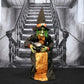 Haunted Hill Farm Sitting And Talking Witch Halloween Animatronic With Moving Mouth And Light-Up Mini Cauldron For Scary Halloween Decorations, Spooky Halloween Props, Perfect For Tabletop