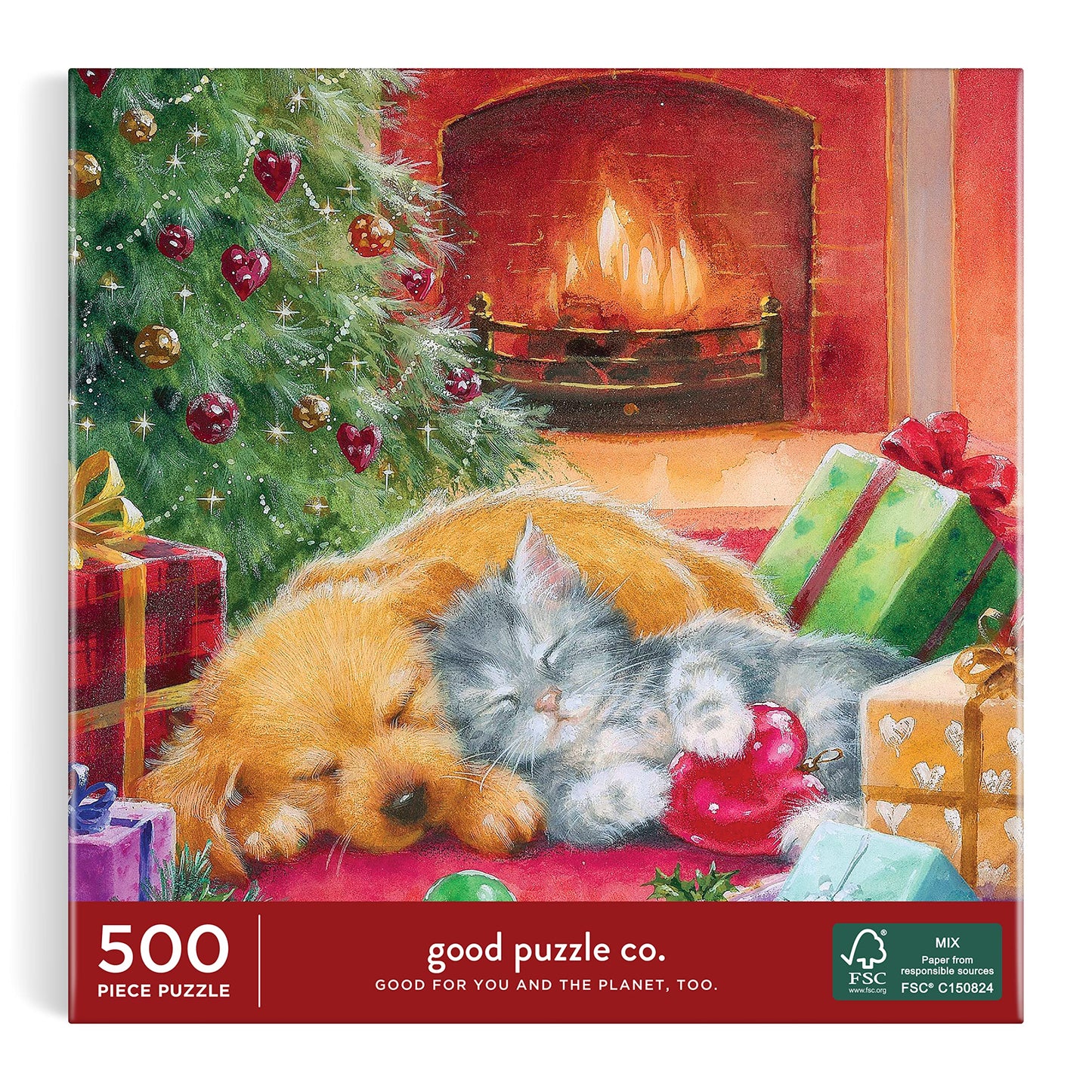 Galison Good Puzzle Co. Warm by The Fireplace Puzzle - 20" x 20", Cardboard, Model 9780735378117