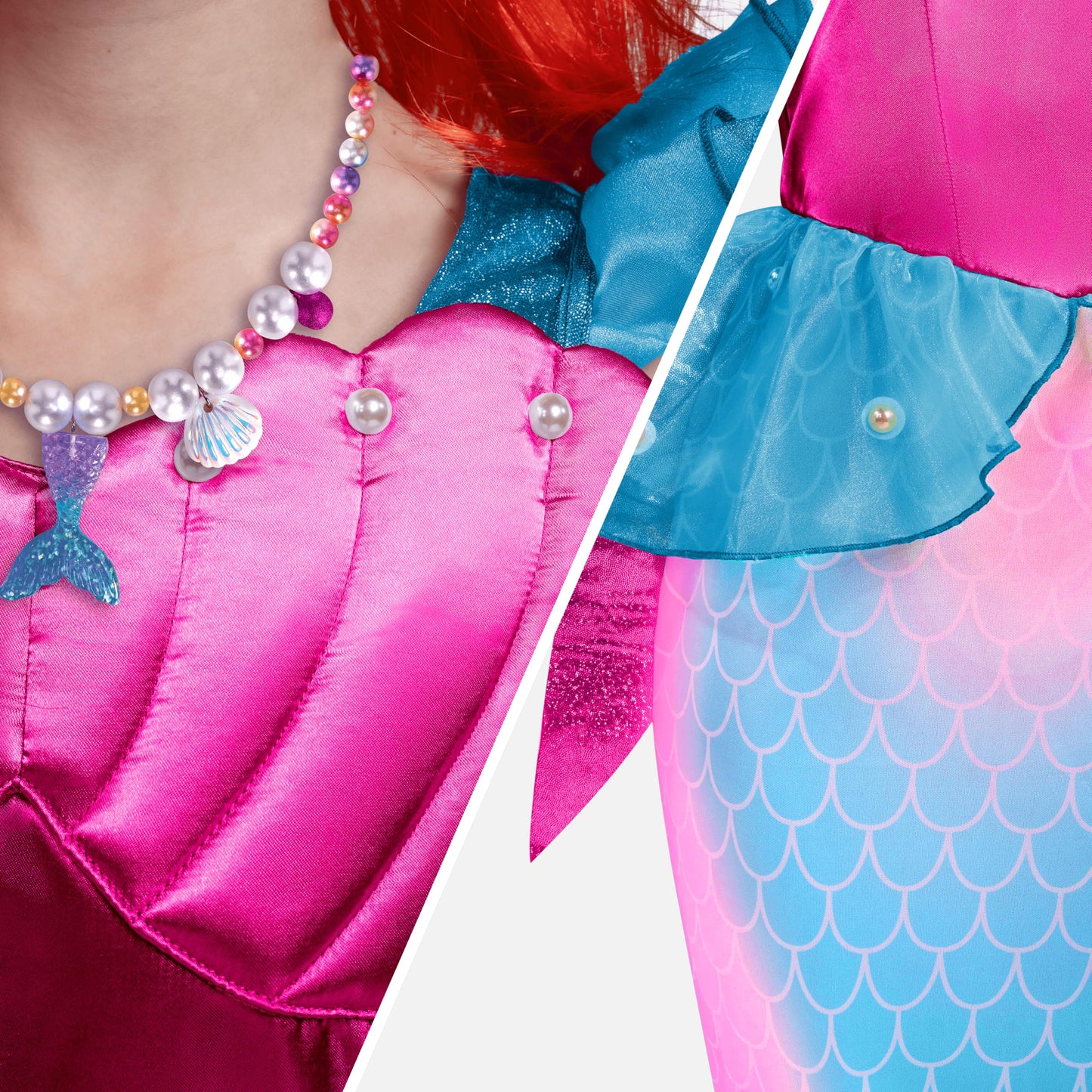 Spooktacular Creations Halloween Mermaid Costume for Girls, Magenta Little Mermaid Dress, Princess Dress Up for Girls 4-6 Toddle
