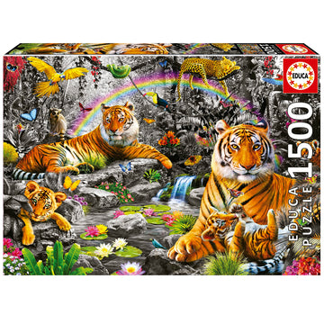 Educa - Brilliant Jungle - 1500 Piece Jigsaw Puzzle - Puzzle Glue Included - Completed Image Measures 33.46' X 23.6' - Ages 14+ (19563)