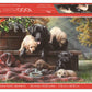 Crown Point Graphics Cozy Moments - 1000 Piece Jigsaw Puzzle - Artist Kevin Daniel - Soft Touch Design - Black Labrador Dog Puzzle With Yellow, Black And Chocolate Lab Puppies