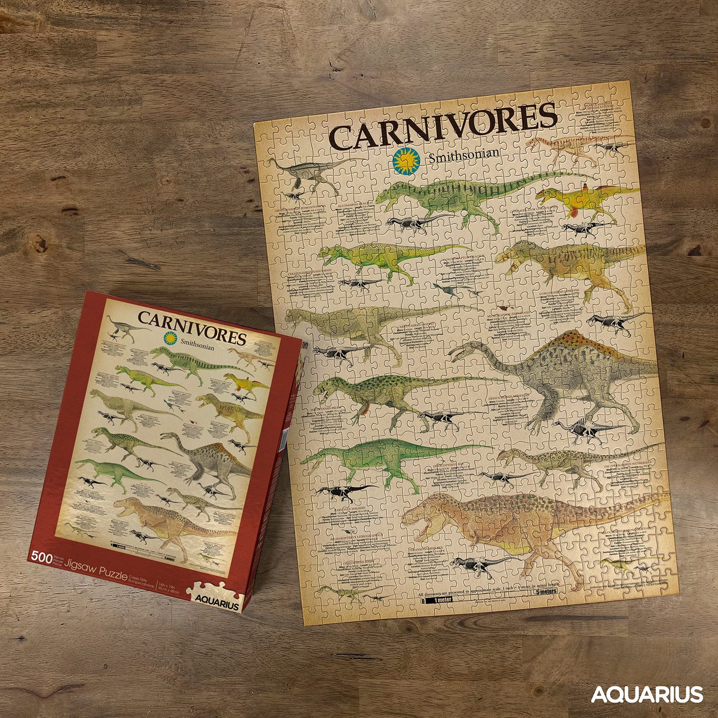 Aquarius Smithsonian Carnivore Dinosaurs Puzzle (500 Piece Jigsaw Puzzle) - Glare Free - Precision Fit - Officially Licensed Smithsonian Merchandise & Collectibles - 14 X 19 Inches