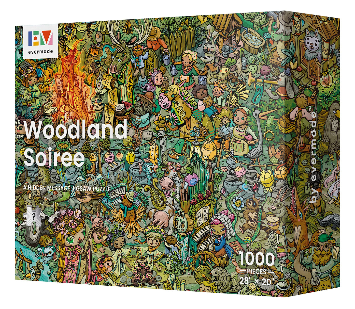 Woodland Soiree By Evermade - A Hidden Message Mystery Jigsaw Puzzle - 1000 Pieces, Beautifully Detailed 20'' X 28'' Frameable Art