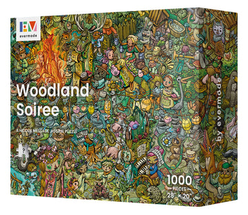 Woodland Soiree By Evermade - A Hidden Message Mystery Jigsaw Puzzle - 1000 Pieces, Beautifully Detailed 20'' X 28'' Frameable Art
