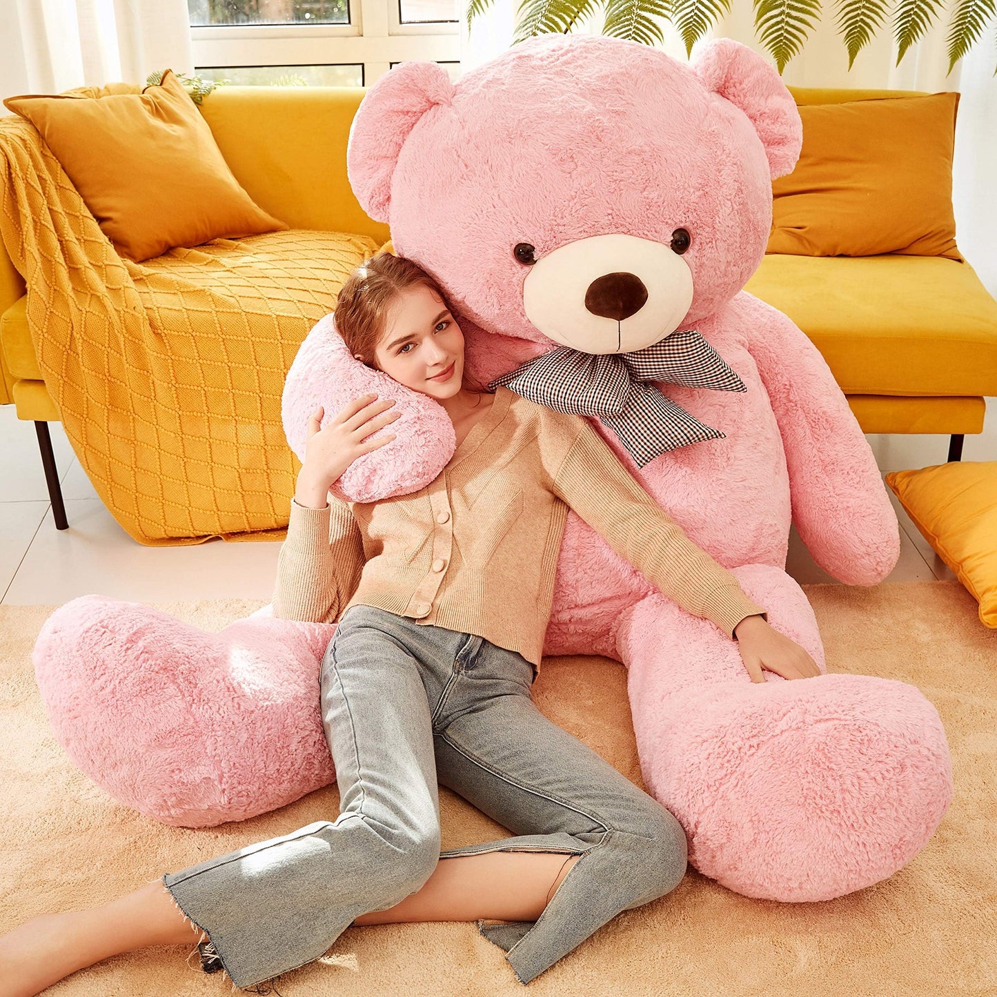 Ikasa Giant Teddy Bear Plush Toy Stuffed Animals (Pink, 70 Inches)