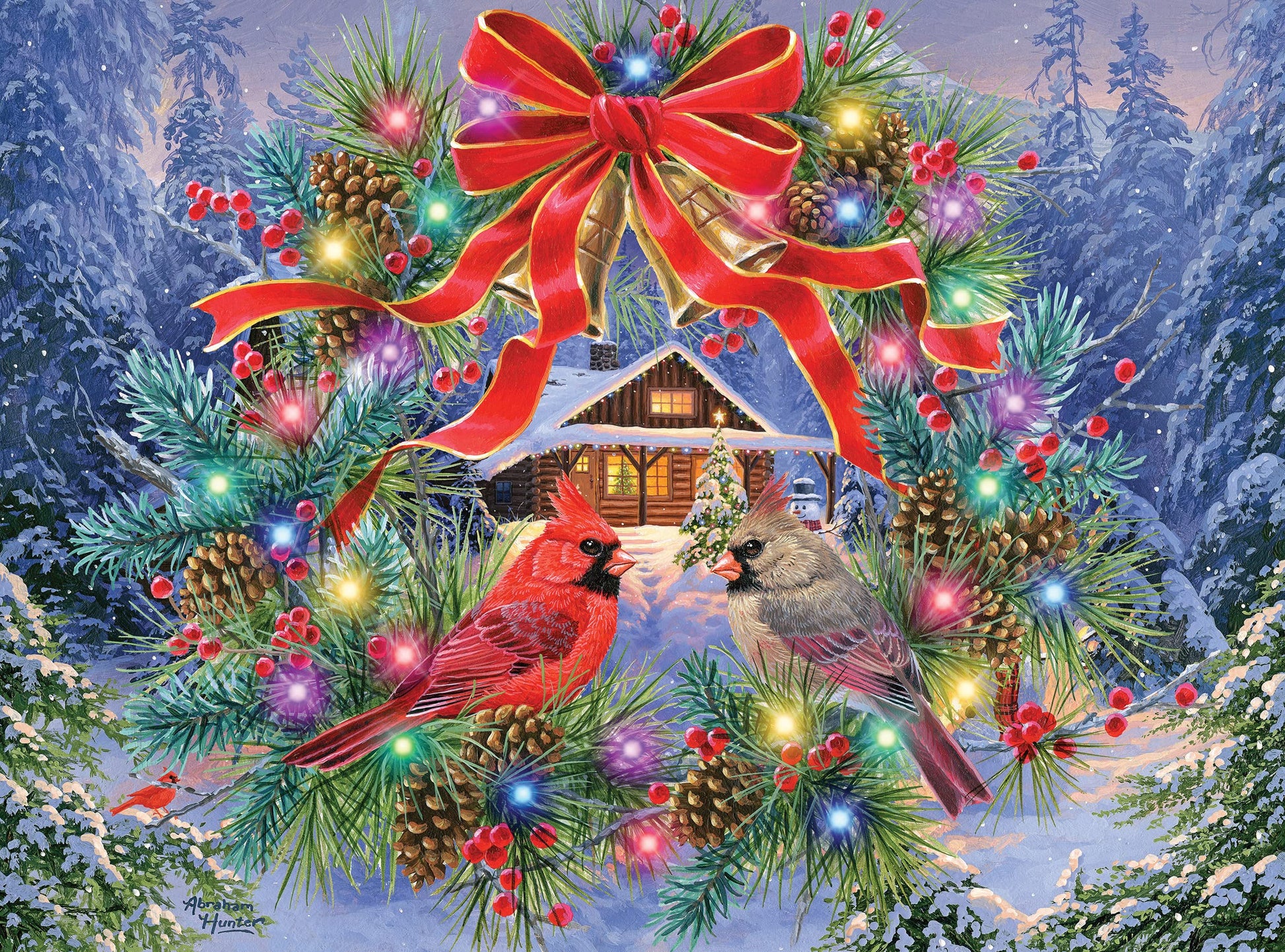 Roseart - Abraham Hunter Light Up - Deck The Halls - 500 Piece Jigsaw Puzzle For Adults