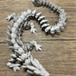 Munnygrubbers - Xl 26' Crystal Dragon Fidget Toy - Heavy Duty - 3D Printed Flexible Articulating Dragon Plastic Collectible Figurine - Surprise Egg Compatible - (Silver Dragon)