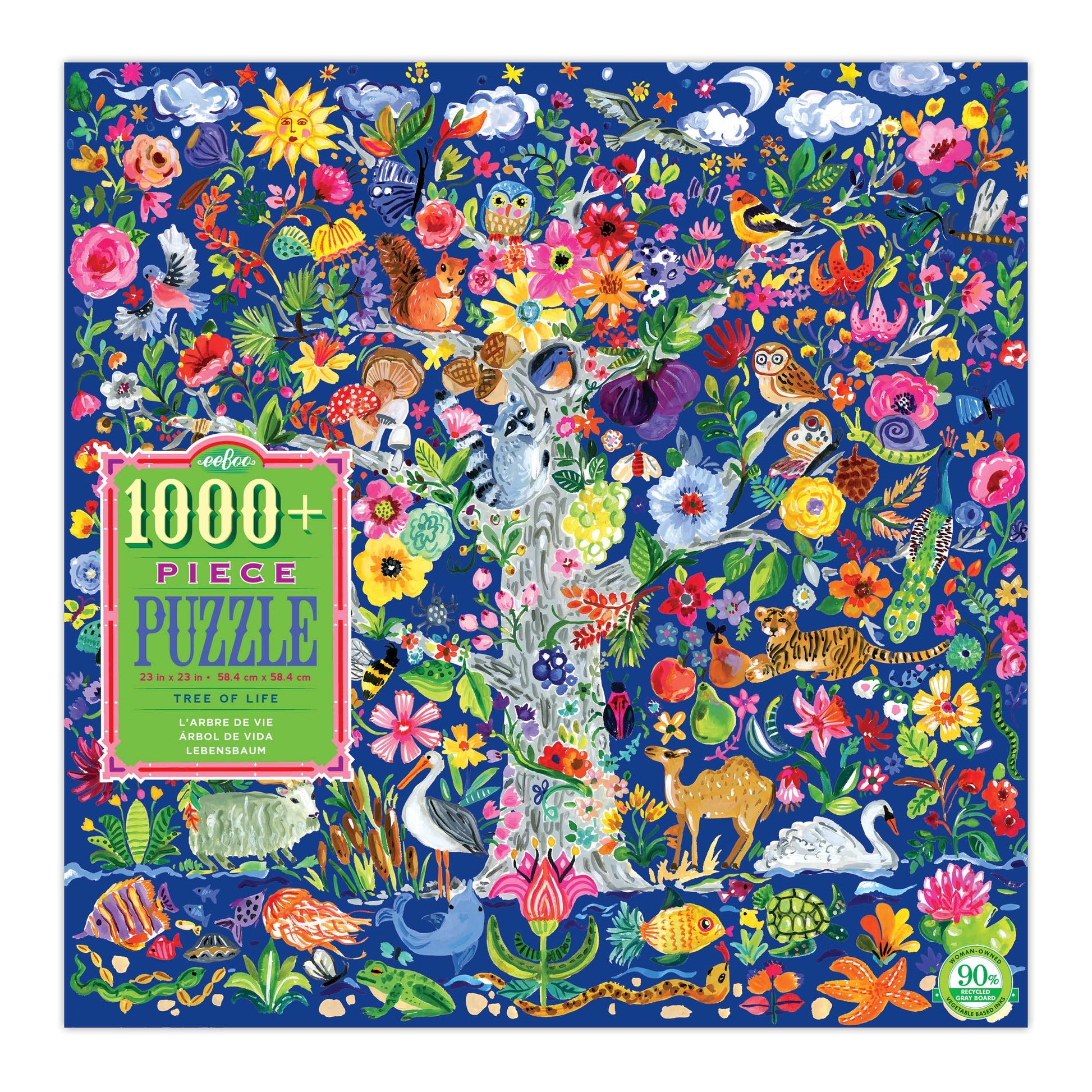 eeBoo: Piece and Love Tree of Life 1000-piece square mature-themed Jigsaw Puzzle  Jigsaw Puzzle for mature-themeds and Families  includes Glossy  Sturdy Pieces and Minimal Puzzle Dust