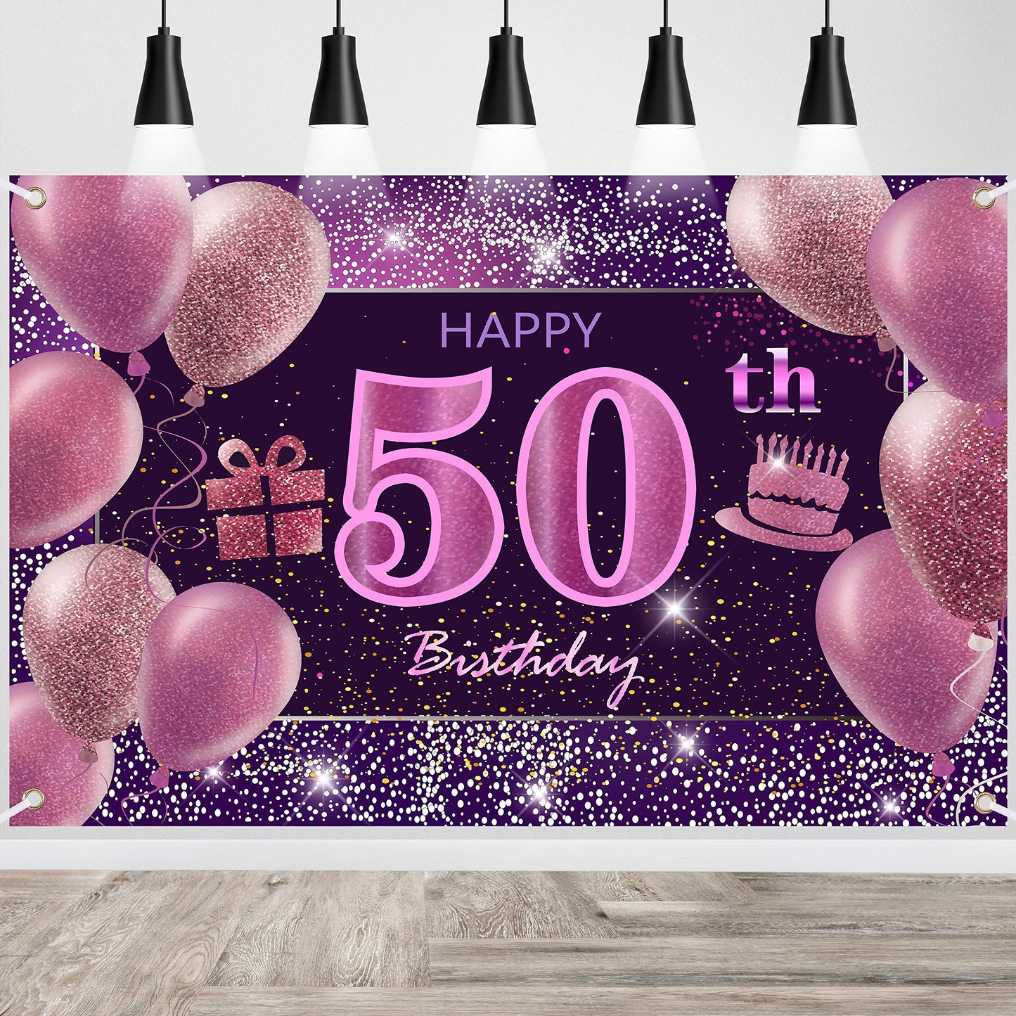 50Th Birthday Decorations For Girls Happy Birthday Banner Pink Decorations For A Party Birthday Backdrop For Women
