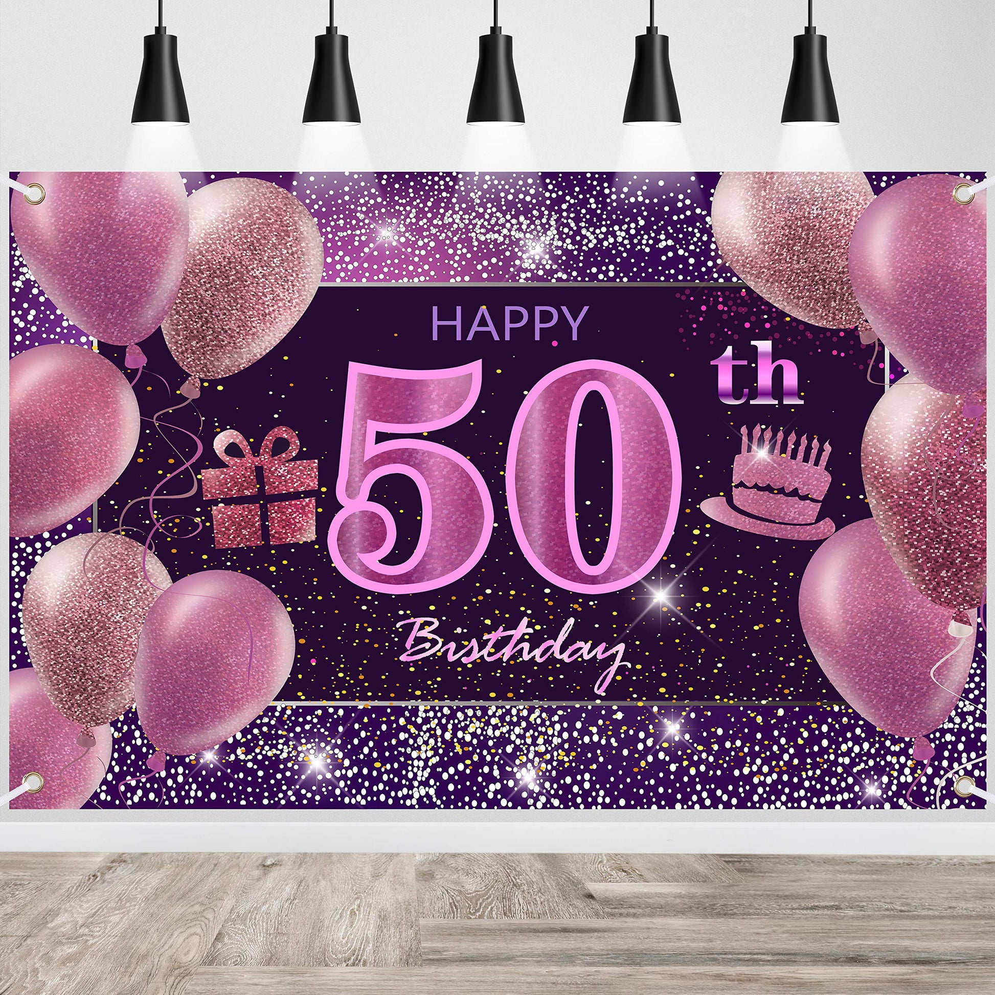 50Th Birthday Decorations For Girls Happy Birthday Banner Pink Decorations For A Party Birthday Backdrop For Women
