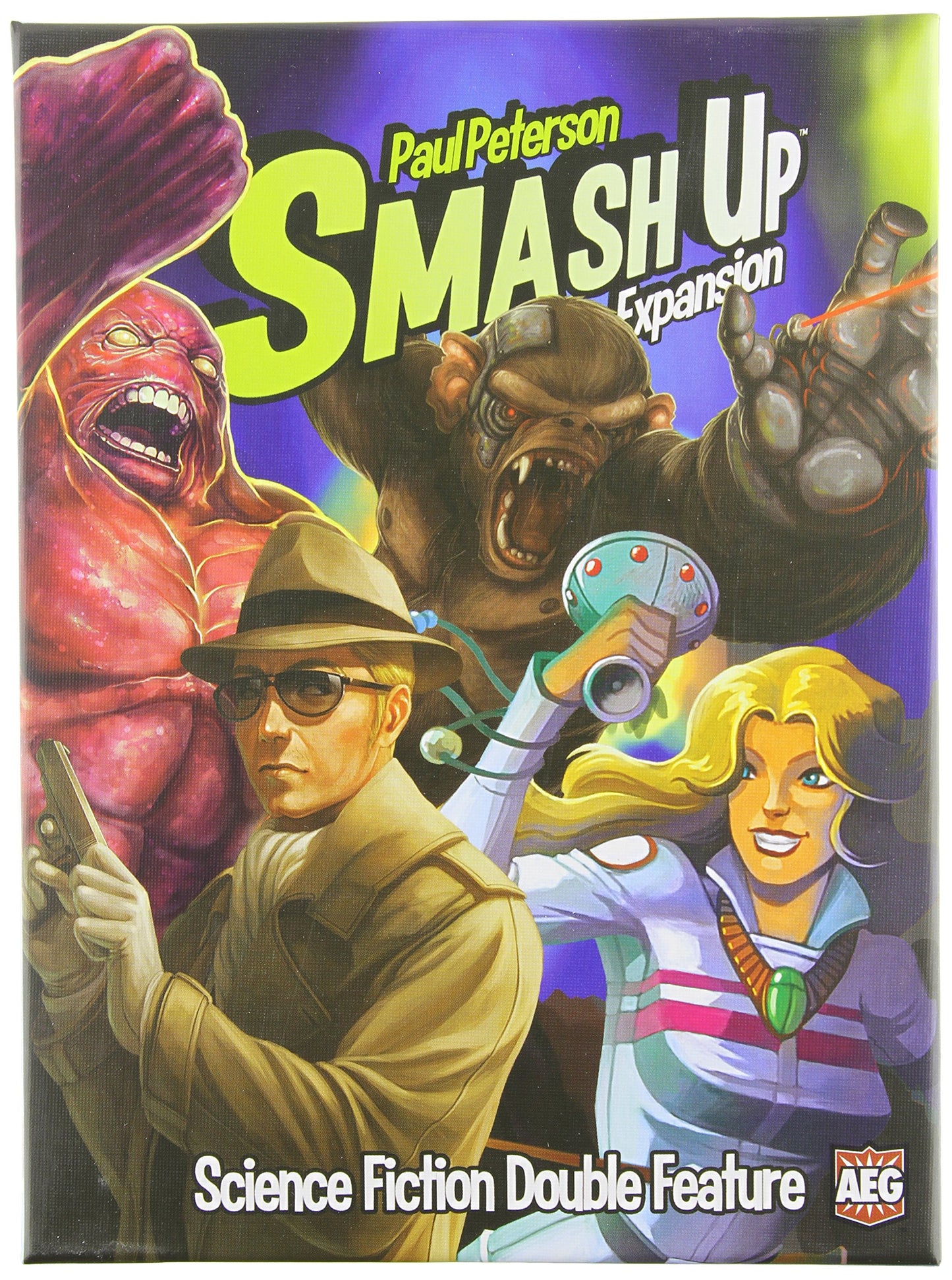 Aeg Smash Up: Science Fiction Double Feature Expansion, Board Game, Card Game, Time Travelers, Shapeshifters, Spies, Cyborg Apes, 2 To 4 Players, 30 To 45 Minute Play Time, For Ages 10 And Up