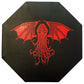 Fantasydice-Cthulhu Tome-RED- Dice Tray - 8'' Octagon with Lid and Dice Staging Area- Holds 5 Sets(7 Dice Set/Standard) for All
