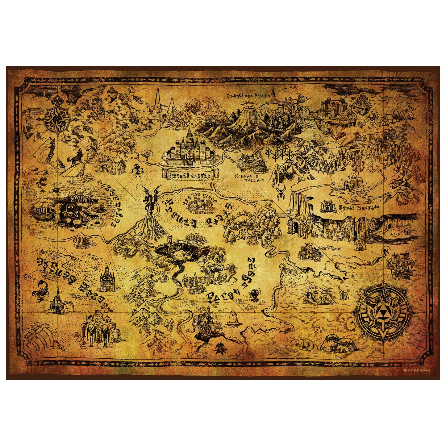 USAOPOLY The Legend of Zelda Hyrule Map Jigsaw Puzzle - 1,000 Pieces, Cardboard, Various Colours, Model TOP-PZ010