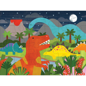 Petit Collage Floor Puzzle Dinosaur Kingdom 24 Pieces | Large Puzzle For Kids | Completed Dinosaur Puzzle Measures 18” X 24” | Makes A Great Gift Idea For Ages 3+