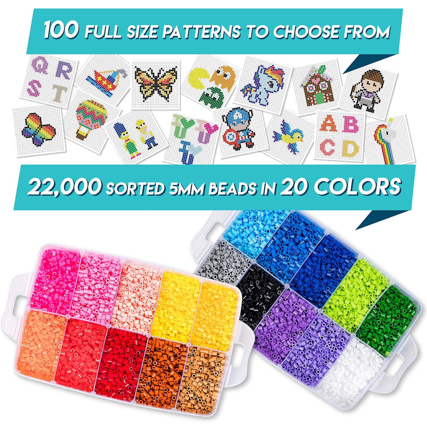 XXL Fuse Beads kit, Melty Beads Melting Beads for Kids Crafts | Iron Beads for Kids kit - Fuse Beads pegboards, pearler Beads. H