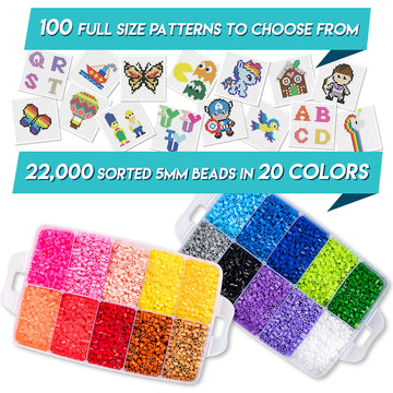 XXL Fuse Beads kit, Melty Beads Melting Beads for Kids Crafts | Iron Beads for Kids kit - Fuse Beads pegboards, pearler Beads. H