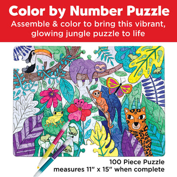 Faber-Castell Color By Number Puzzle, Jungle - 100 Pieces, Art Project For Kids Ages 6+