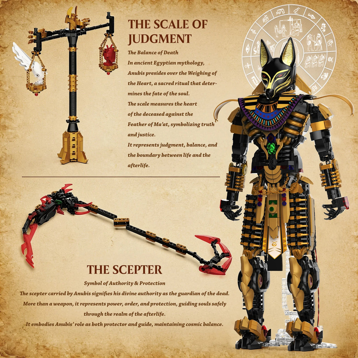 JMBricklayer 3845PCS Anubis Egyptian God LED Light Up Building Blocks Mech Model Kit Statue Display Mythology Collectible Home Decor Gift for Adults Fantasy History Halloween Christmas Birthday Ancient Afterlife Scale of Judg