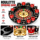 16 Shot Glass Roulette Drinking Game Set, Black Spinning Roulette Wheel Party Game with Numbered Glass Cups, Fun Tabletop Game for Game Night, Bar, Birthday, Holiday Party & Adult Gift