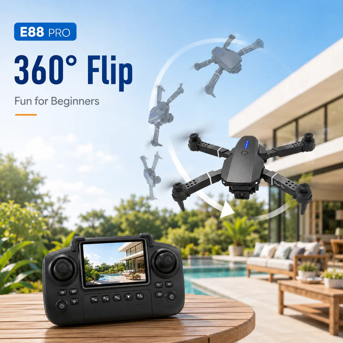 ZNLYRION 480PFoldable FPV Drone with Screen Remote Dual Camera Altitude Hold Headless Model LED Night Light