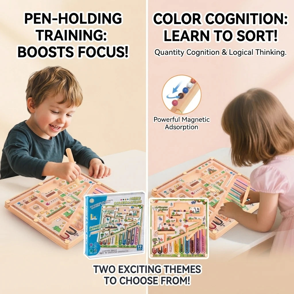 A magnetic maze advanced rolling ball math logic thinking classification cognitive educational toy for early childhood education, visual and intellectual development, hands-on and brain use