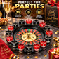 16 Shot Glass Roulette Drinking Game Set, Black Spinning Roulette Wheel Party Game with Numbered Glass Cups, Fun Tabletop Game for Game Night, Bar, Birthday, Holiday Party & Adult Gift