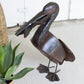 Rustic Recycled Metal Pelican With Fish