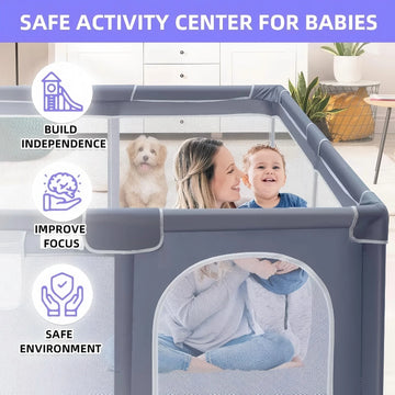 Baby Playpen, Extra Large Play Yard for Indoor & Outdoor Use, 360° Visibility Safe Play Area for Toddlers & Infants